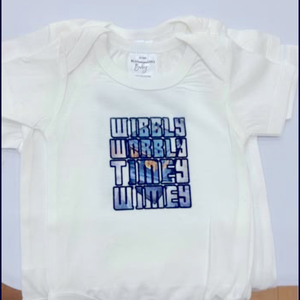 🍉5/$20🍉 Dr. Who inspired “Wibbly Wobbly Timey Wimey” onesie